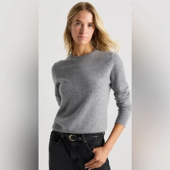 Quince Mongolian Cashmere Crewneck Sweater in Heather Grey: S - Picture 1 of 7